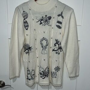 Vintage Koret Petites Embroidered Christmas Sweater Sz S